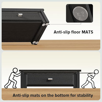 WOHOMO Dual Monitor Stand Riser with Drawers, Desk Organizers for 2 Monitors, Desktop Storage Stand for Computer,Laptop,Black