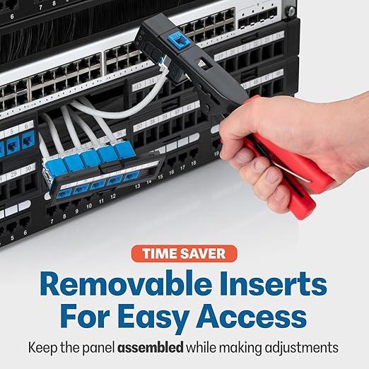 Everest 48 Port Keystone Patch Panel (2-Pack) - Removable 6-Port Panels - Use with Slim Profile Keystones ONLY (Wider Jacks May not fit Side by Side) - 16 Blank Keystone Jack Inserts Included