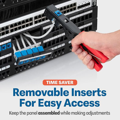 Everest 48 Port Keystone Patch Panel (4-Pack) - Removable 6-Port Panels - Use with Slim Profile Keystones ONLY (Wider Jacks May not fit Side by Side) - 16 Blank Keystone Jack Inserts Included