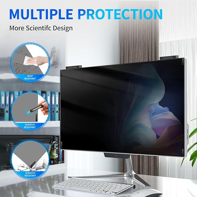 Magnetic Computer Privacy Screen 23.8 inch, Hanging Privacy Screen for Computer Monitor for 16:9 Frameless Monitor, Acrylic Eye Protection Anti Glare Blue Light Computer Screen Privacy Filter