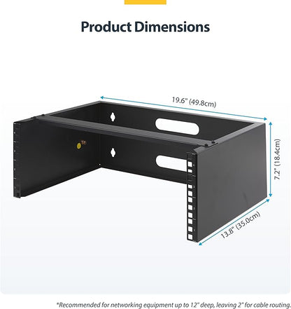 StarTech.com 4U Wall Mount Network Rack - 14 Inch Deep (Low Profile) - 19" Patch Panel Bracket for Shallow Server and IT Equipment, Network Switches - 44lbs/20kg Weight Capacity, Black (WALLMOUNT4)
