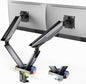 ARES WING RGB Dual Monitor Arm for 17-38" Ultrawide Screens, Holds 35.2lbs, Heavy Duty Dual Monitor Stand for Desk, Adjustable Double Mount with Clamp & Grommet Base, 75/100 VESA Mount, Gray