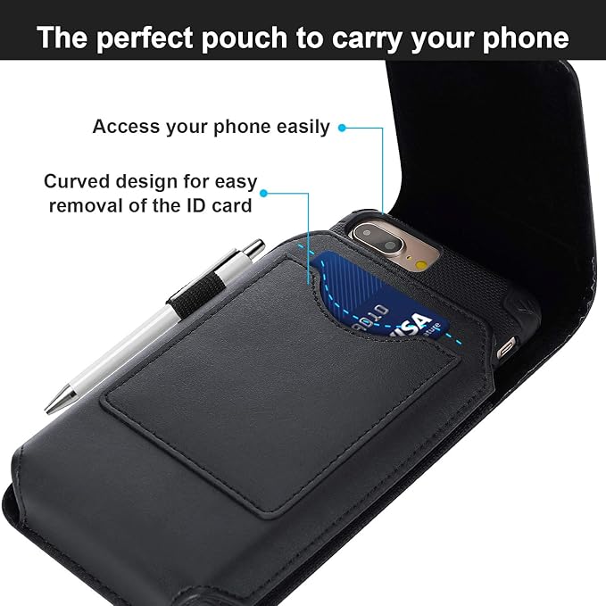 BECPLT Phone Holster for Galaxy S25 Ultra S24/S23/S22/S21/S20 Ultra Leather Belt Case 360 Rotating Pouch Holster Belt Clip Case Holder Black