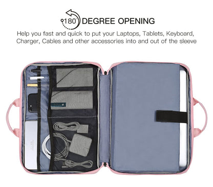 15.6 Inch Laptop Sleeve TSA Case Women Ladies Bag for Macbook Pro 16" M5 M4 M3 M2 M1, Lenovo Ideapad 15.6", HP Envy/Victus 15.6, Dell Inspiron 15, Acer Aspire/Nitro 15, ASUS MSI Macbook 15 Case, Pink