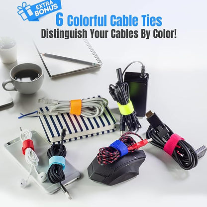 Large Cable Management Box, Cord Organizer to Hide Power Strip, Extension Cord, Surge Protector | Cord Hider Safe Box for Desk Organizers, Gaming PC, Computer, TV | White, Black Edition by Tokye®