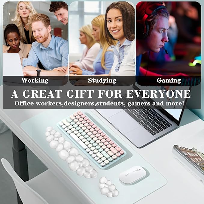 Gel Cloud Keyboard and Mouse Wrist Rest, Cute Wrist Support and Arm Support Keyboard Rest for Keyboard and Mouse Typing Pain Relief，Suitable for Office/Computer/Laptop/Gaming（White）