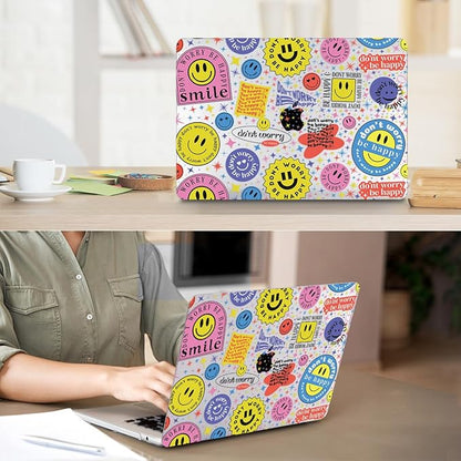 Compatible with 2025 2024 2023 2022 MacBook Air 13 inch Case M4 A3240 M3 A3113 M2 A2681, Hard Shell &Keyboard Cover&Screen Film&Webcam Cover for New M4 Mac Air 13.6 inch with Touch ID, Smile