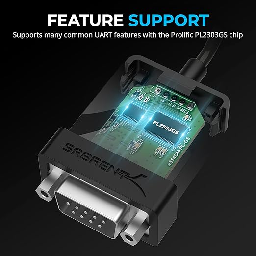 SABRENT USB-C to DB9 Serial RS-232 Adapter Cable, 6ft (CB-D9C6)