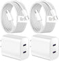 iPhone 16 15 Charger Fast Charging,6FT Woven USB C Charger Fast Charging Cord,2Pack Dual Port USB C Chargers Block,Double Type C Chargers for iPhone 16 Pro Max/16 Pro/16/16e,15 ProMax/15 Plus,iPad Pro
