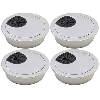Desk Grommet 2" (50 mm), Desk Cord Hole Cover, Cable Grommet ABS Plastic, Desk Hole Grommet for Office and Home Table Cable, Detachable Cable Cord Organizer (Silver Sand 4 Pcs)