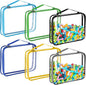 Sanwuta 6 Packs Toy Storage Bags, PVC Organizing Case Bags with Zipper, Waterproof Toy Container for Board Games, Building Blocks, Puzzles, Small Toys and Kids Books(Large,Simple Colors)