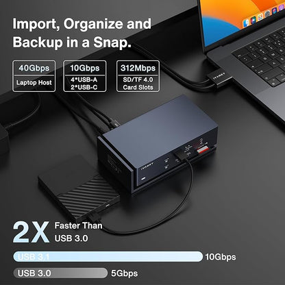 iVANKY FusionDock Max 1 Dual Thunderbolt 4 Chips, 20-in-1 Quad 6K@60Hz Monitor MacBook Air Docking Station, 40Gbps Dock for MacM1/M2/M3/M4 Pro/Max, 2HDMI 2.0, 96W PD, 10Gbps USB, 2.5 GbE, SD/TF 4.0