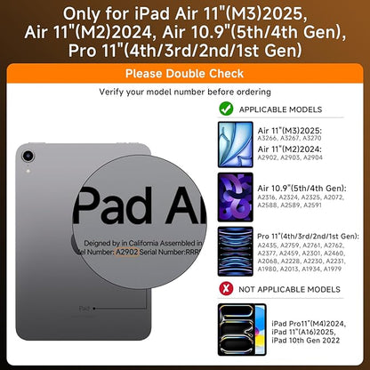 Transparent Case with Keyboard iPad Air (M3/M2,2025/2024) 11 Inch,Compatible 10.9" iPad Air 5th/4th & 11" iPad Pro 4/3/2/1,7-Color Backlit,Wireless Keyboard, 360°Rotating,with trackpad,Black
