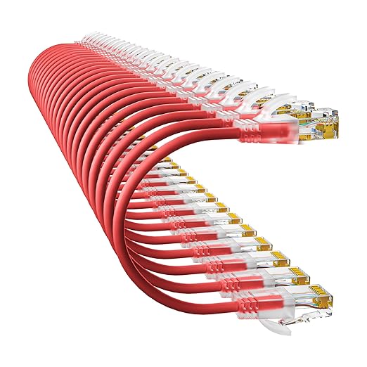 10Gsupxsel Cat6a Patch Cables 0.5ft (24 Pack) Slim, Cat6 Ethernet Patch Cable Pure Copper, Flexible Cat 6 Patch Cable 550MHZ 10G, Space-Saving Cat 6A Network Cables for Patch Panel, Red