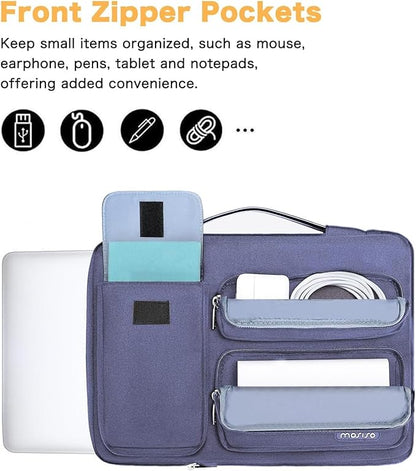 MOSISO 360 Protective Laptop Case 13.3 inch, 13-13.3 inch Laptop Sleeve Compatible with MacBook Air/Pro 13 / Pro 14, HP Dell ASUS Lenovo, Side Open Bag with 2 Raised&1 Flapover Pockets, Lavender Gray