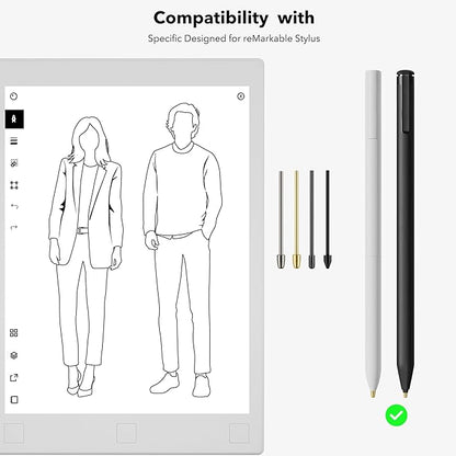 Marker Stylus Tips for Remarkable 2 Pen Tips with Nibs Removal Tool,Metal Replacement Nibs for Remarkable 1/2 Stylus/Marker Plus Pen (4+5+5 PCS-Gold/Sirvel/Black)
