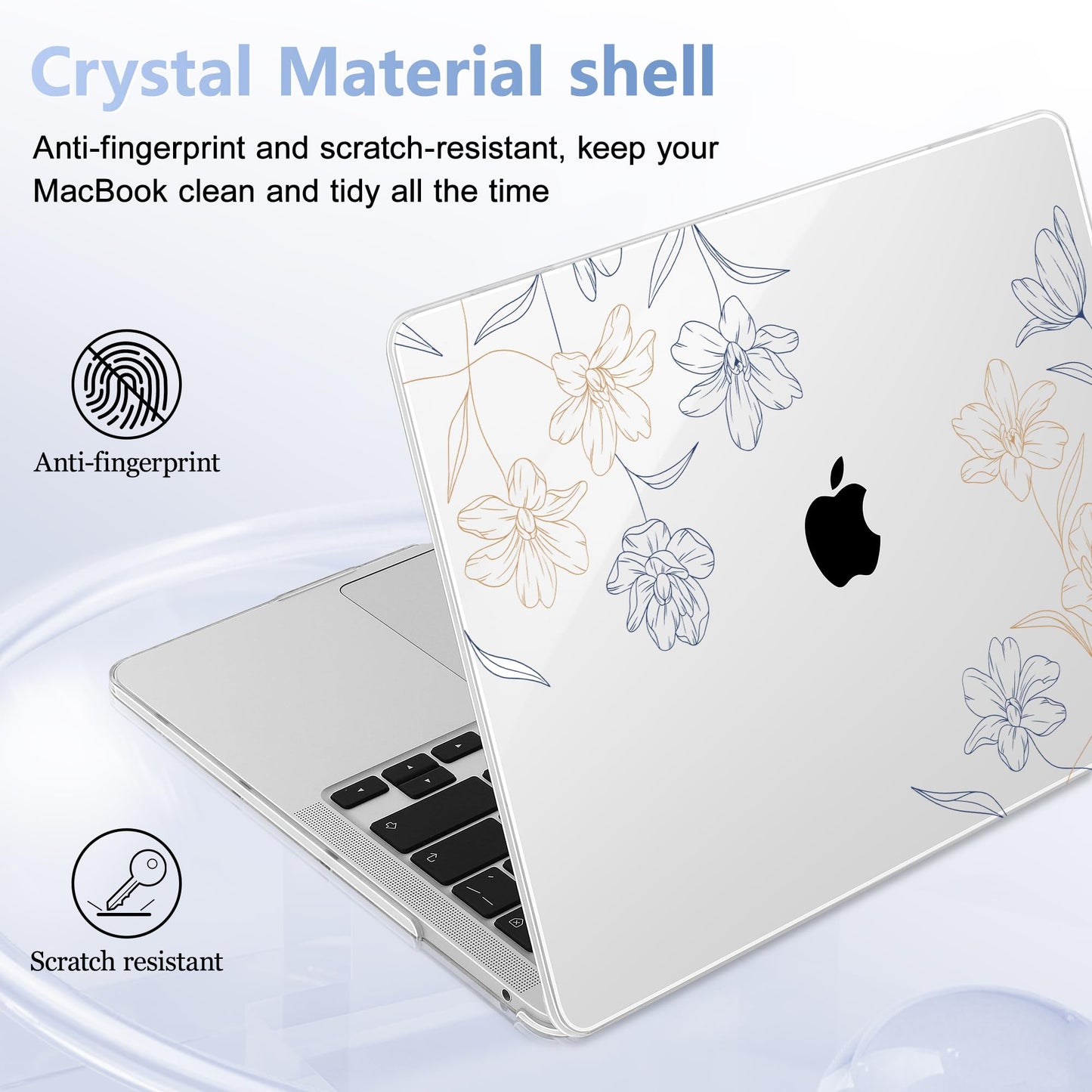 Lepeoac Case for MacBook Pro 13 inch Case M2 2022-2016 A2338 M1 A2251 A2289 A2159 A1989 A1708 A1706, Plastic Hard Shell + Keyboard Cover + Dust Plug, Floral