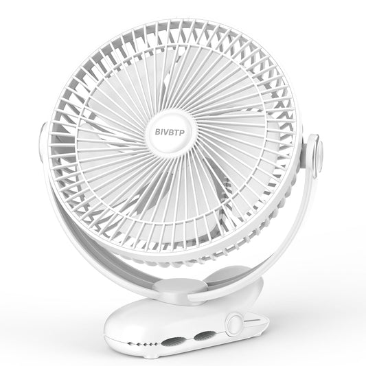 BIVBTP 12000mAh Clip on Fan 30H Longest Runtime, 8in Portable Fan Rechargeable, Ultra Quiet with Heavy-Duty Clamp, USB Desk Fans for Golf Cart,Office Desk, Treadmill, Camping, Bedroom
