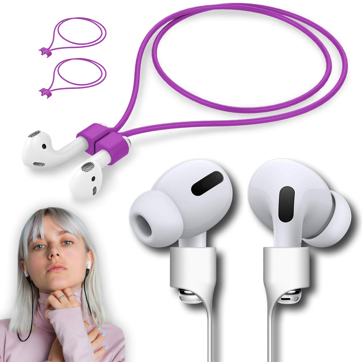 cobcobb Ultra Strong Magnetic Airpod Pro Strap Anti-Lost Cord Sports Lanyard Compatible with Airpods 3rd 2nd Generation Pro 3 2 1 (Grey)