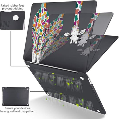 Mektron for MacBook Pro 16 Case A2141 2020 2019 Release, Matte Black Colorful Giraffe Smooth Hard Shell Cover 16 inch Laptop Case w/Keyboard Skin & Screen Protector & Dust Plug