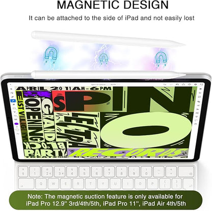 Stylus Pen for iPad 2018-2025, Fast Charging Magnetic Pencil (1st Generation) with Tilt Sensitivity & Palm Rejection for iPad Air 3/4/5/M2/M3, iPad mini 5/6, iPad 6/7/8/9/10/11, iPad Pro 11"/12.9"/M4
