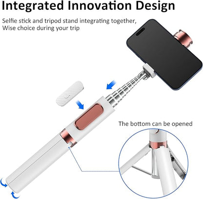 Aluminum Alloy Selfie Stick Tripod with Remote, Foldable Travel Tripod Stand 270 Rotation Compatible with iPhone/Android/Go Pro Camera