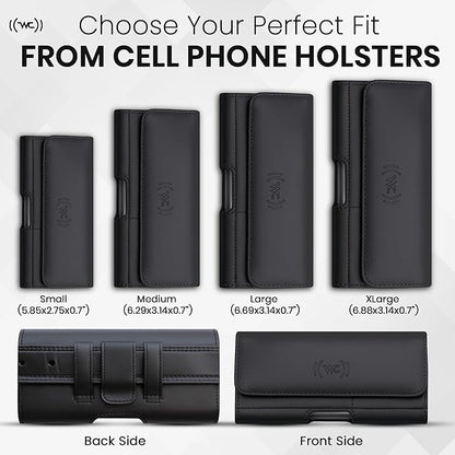 Phone Holster for Men with Credit Card Slot, Cell Phone Case, Fits iPhone 17/16/15/14/13/12 Pro Max – Belt Clip/Loop Carrying Phone Pouch Holder, X Large.
