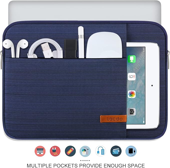 Lacdo 15-15.6 Inch Laptop Sleeve Case for Acer HP Lenovo Dell ASUS Laptop, Acer Aspire 15, HP Pavilion/Envy 15, Dell Inspiron/Latitude 15, Lenovo IdeaPad 15, ASUS ZenBook 15 Computer Bag, Blue