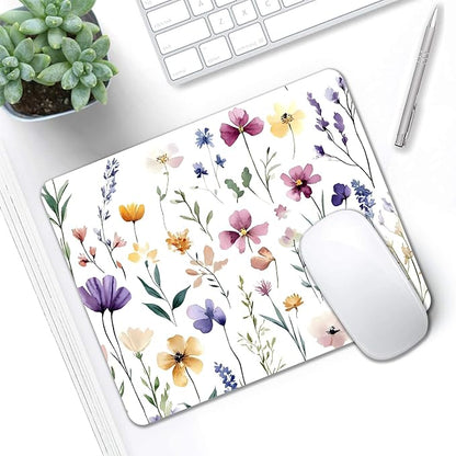 Mouse Pad, Cute Purple Wildflowers Mouse Pads for Desk, 9.5" x 7.9" Non-Slip Rubber Base Computer Mousepad with Women, Portable Square Design for Wireless Mouse and Pad Laptop Office & Travel
