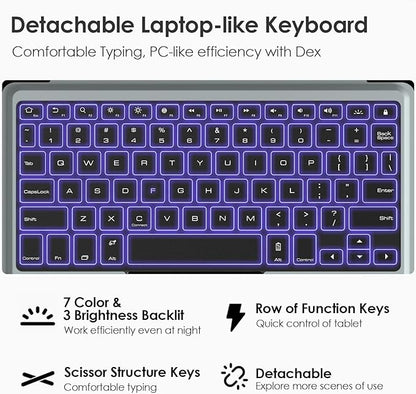 Nillkin for Samsung Galaxy Tab S10 FE 10.9” / S9 11" Case with Detachable Keyboard, 7-Color Backlit, Trackpad, S Pen Holder, Rugged Keyboard Case with Camera Cover for Samsung Tablet S10 FE 5G