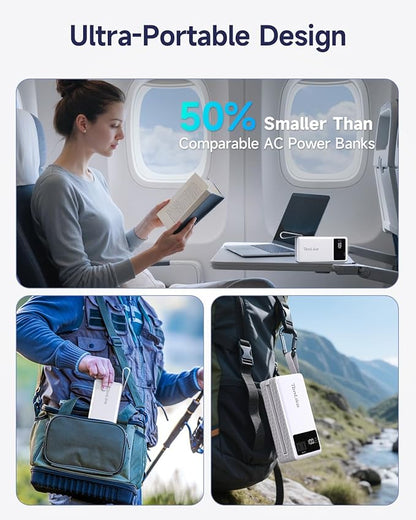Portable Power Station 99.9Wh Power Bank for Camping Essentials Small Electric Generator Large Lithium Battery with 110V 80W Rated 120W Peak AC Plug in Output 60W Type-C Home Backup Outdoor Emergency