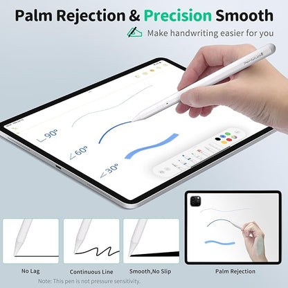 PS1-Pro Stylus Pen for Apple iPad 2018-2025｜Faster Charge Custom Shortcuts Pixel-Perfect with Metal Chrome Tip｜Pencil for iPad 11th & 10th Generation, Pro 11"/12.9"/M4, Air 3/4/5/M2/M3, mini 5/6th Gen