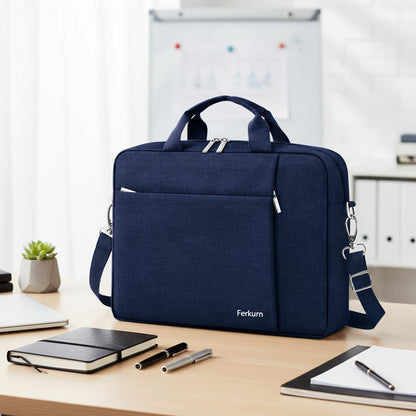 Ferkurn Laptop Bag Case for Women Men Computer Bag Compatible with HP Envy Pavilion Omen/LG Gram/MSI/Dell Inspiron XPS/Lenovo/Acer, Shoulder Strap Carrying Messenger Briefcase, Blue, 15.6 16 Inch