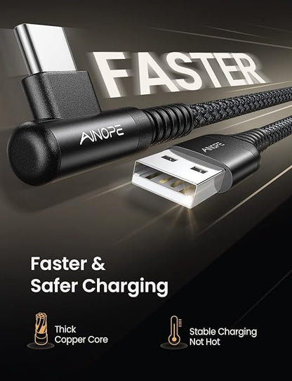 AINOPE USB Type C Cable [4-Pack 3.3ft/3.3ft/6.6ft/10ft] 3.1A Fast Charging USB to USB C Cable, Nylon Braided USB C Charging Cable Compatible with Galaxy S21+ Ultra, iPad mini/Air/Pro, Pixel 6X
