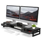 Fenge Dual Monitor Stand Riser, 42.5in Desk Shelf with 2 Drawers, Black