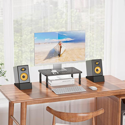 WALI Desktop Speaker Stand Riser, Desk Studio Speaker Wedge with 15° Incline Design Improve Listening Experience, Desk Audio Stand for Bookshelf, Laptop and Studio Speaker (SDS001XL), Black
