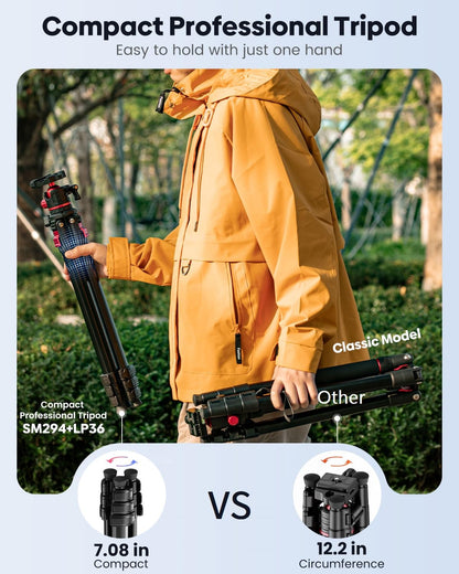CAMBOFOTO 68" Travel Tripod for Camera Phone Camcorder, Ball Head, Aluminum