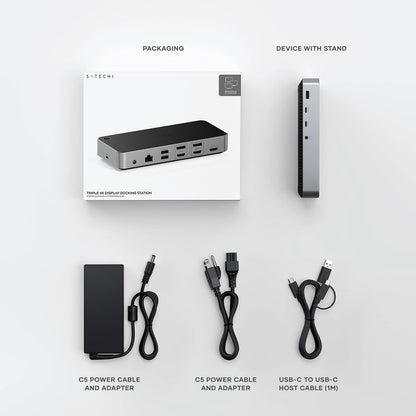 Satechi 13-in-1 Triple 4K USB-C Docking Station, 100W Charging, Audio Jack