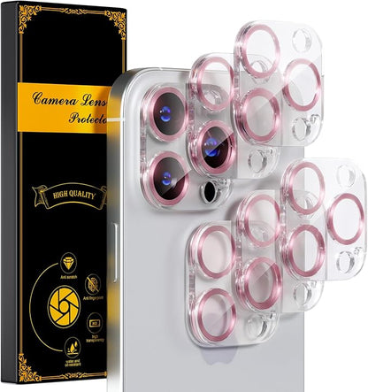beuxece for 6 Pack iPhone 15 Pro/iPhone 15 Pro Max Camera Lens Protector [Drop Protection] [Case Friendly] [Easy Installation] 9H Tempered Glass Camera Screen Protector Cover, CD Pink