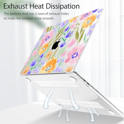 May Chen for MacBook Air 13.6 inch Case A3240 M4 A3113 M3 A2681 M2 with Retina Dispaly, 2025 2024 2023 2022 Release, Plastic Hard Shell Case with Screen Protector & Keyboard Cover, Flower S918