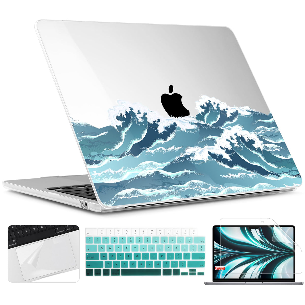 TWOLSKOO for MacBook Air 13 inch Case M5 2026 M4 2025 M3 M2 2024-2022 A3449 A3240 A3113 A2681, Plastic Hard Shell & Keyboard Cover & Screen Film for MacBook Air 13.6 inch Case, Creative Brain