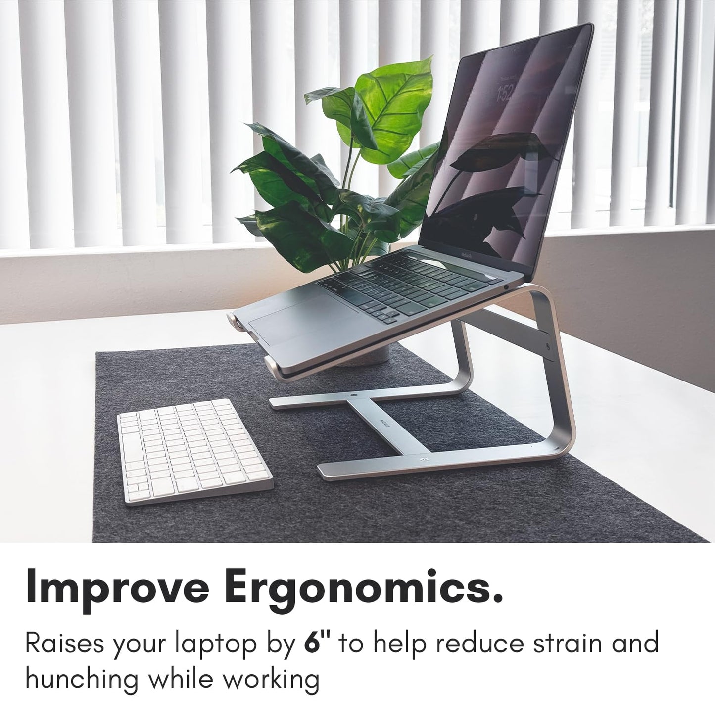 Macally Aluminum Laptop Stand for Desk - Works with All MacBook/Pro/Air & Laptops Between 10” to 17.3” - Sleek and Sturdy Laptop Riser - (ASTAND), Silver Aluminum