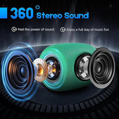 Portable Bluetooth Speaker, BT5.3 Wireless Speaker 20W Bass Diaphragms with Multi LED Light Dynamic Modes, IPX6 Waterproof 16H Playtime supports FM Mode, TF, USB for Home, Cycling, Outdoor, Beach