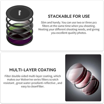 Kase Wolverine 58mm ND100000 16.5 Stop Magnetic Filter Incl Adapter Neutral Density Filters