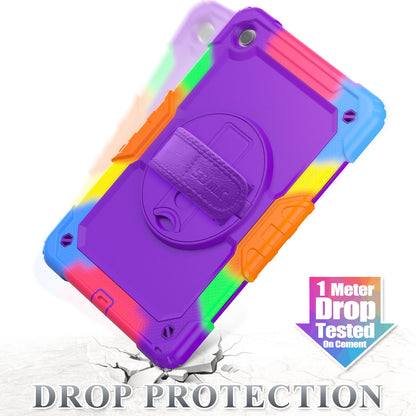 SEYMAC stock Case for Samsung Galaxy Tab A11+ Plus/A9+ Plus 11'', Full-Body Drop Protection Case with Screen Protector Pencil Holder [360° Rotating Hand Strap] &Stand, Purple+Colorful
