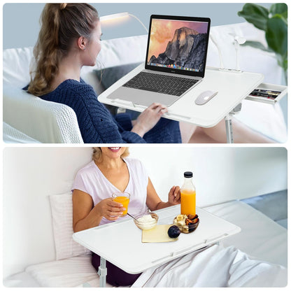 iXTRA Adjustable Laptop Lap Desk with Cooling Fan USB Light for Adults 56x32cm,White