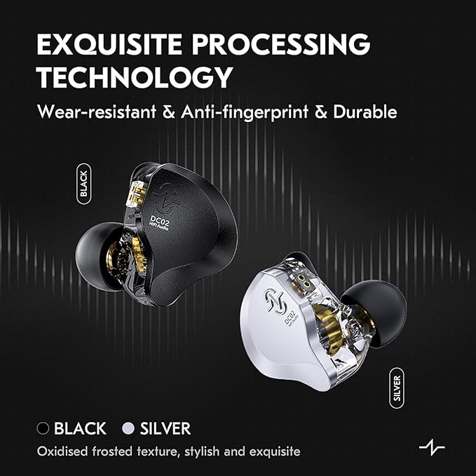 CCZ Solo Silver In Ear Monitor Wired IEM Headphone, DC02 Dual Magnetic Circuit DD HIFI Earphones, Professional Hifi Earphone, Stereo Sound Earbuds, With MIC