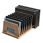 MobileVision Bamboo Multi Device Inclined Organizer for Smartphones, Tablets and Laptops, Upright Sections, Step Sorter, 5 Slots
