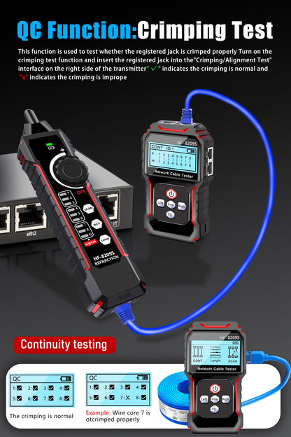 NF-8209S Network Cable Tester,Ethernet Toner for POE/Cat5/Cat7/Cat6a/Cat6