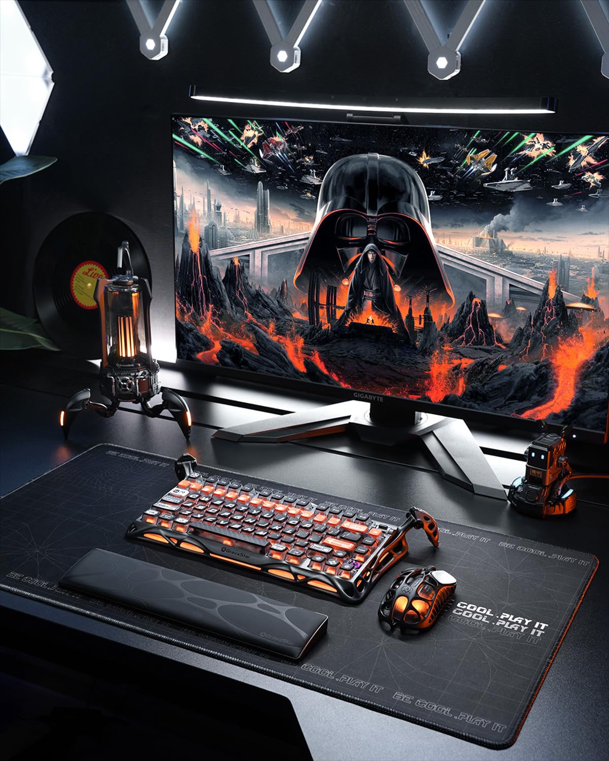 GravaStar Mercury K1 Pro Wireless Mechanical Gaming Keyboard, 75% Layout RGB Custom Keyboard, Aluminum Alloy Matte Black Frame with Phoenix-Inspired Keycaps, Hot-Swappable Linear Switches【CyberFlare】